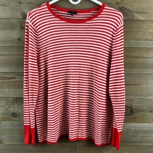 Talbots Womens Sweater Striped Linen Blend Lightweight Coastal Preppy Size XLP